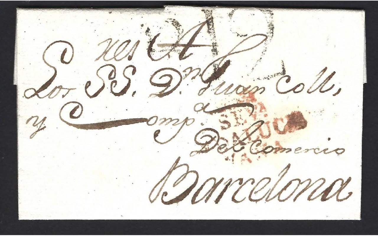 Carta España prefilatelia Sevilla marca de origen España - Siglo XIX.
