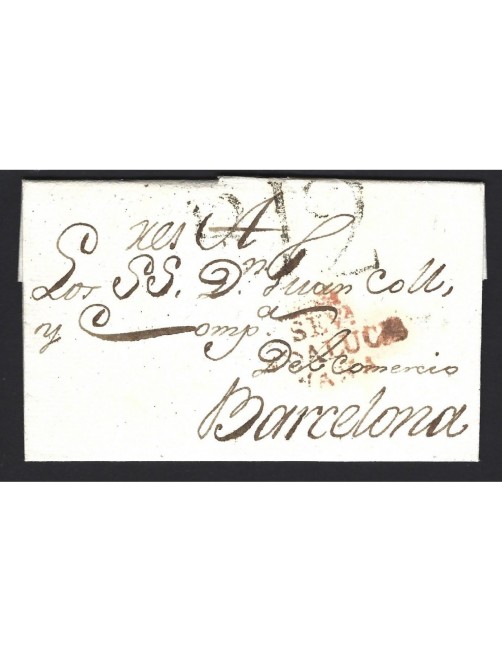 Carta España prefilatelia Sevilla marca de origen España - Siglo XIX.