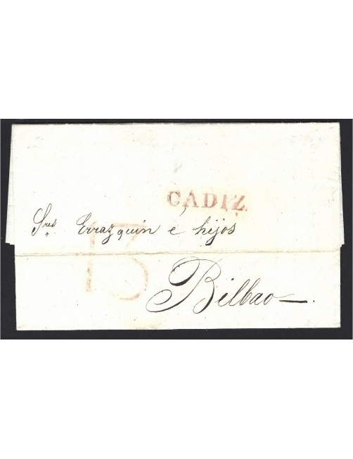 Carta España prefilatelia Cádiz marca de origen España - Siglo XIX.