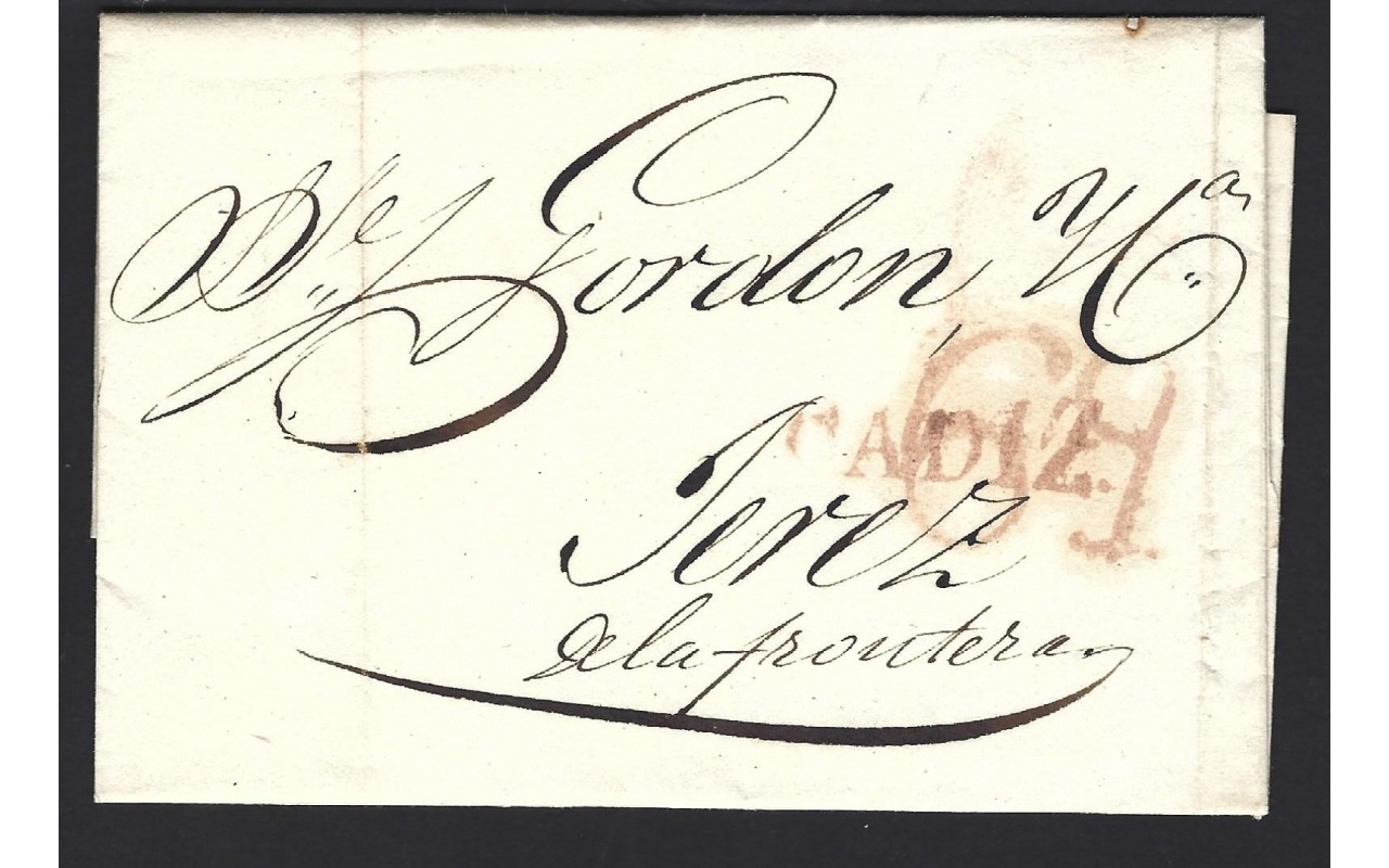 Carta España prefilatelia Cádiz marca de origen España - Siglo XIX.