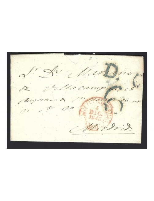 Carta España prefilatelia Ciudad Real matasellos Baeza España - Siglo XIX. Carta España prefilatelia Ciudad Real matasellos Baeza España - Siglo XIX.