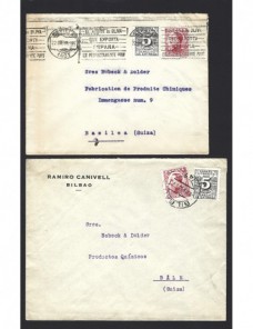 Dos cartas España Alfonso XIII derecho de entrega España - 1931 a 1950.