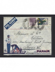 Carta correo aéreo Brasil línea Panair Otros Mundial - 1931 a 1950.