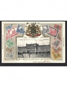 Tarjeta postal Alemania motivo filatélico en relieve Alemania - 1900 a 1930.