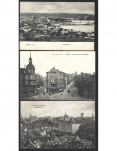 Tres tarjetas postales ilustradas Alemania ciudades Alemania - 1900 a 1930.