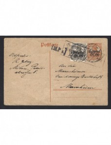 Tarjeta entero postal Alemania ocupación Letonia I G.M. censura militar Imperios Centrales - I Guerra Mundial.