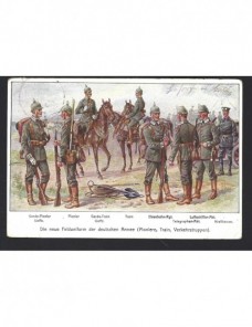 Tarjeta postal ilustrada Alemania uniformes militares Alemania - 1900 a 1930.