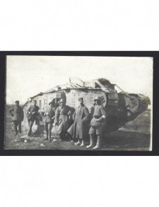 Tarjeta postal fotográfica Alemania I G.M. carro de combate Imperios Centrales - I Guerra Mundial.