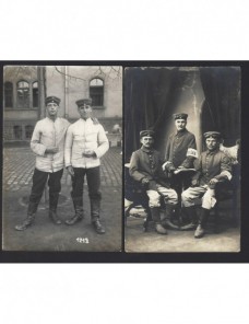 Dos tarjetas postales fotográficas Alemania I G.M. grupos de soldados Imperios Centrales - I Guerra Mundial.