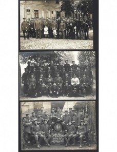 Tres tarjetas postales fotográficas Alemania I G.M. grupos de soldados Imperios Centrales - I Guerra Mundial.