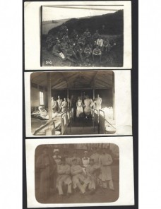 Tres tarjetas postales fotográficas Alemania I G.M. sanidad militar Imperios Centrales - I Guerra Mundial.