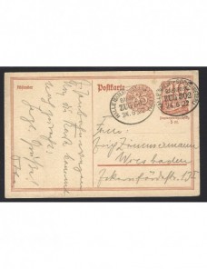Tarjeta entero postal Alemania correo ambulante ferrocarril Alemania - 1900 a 1930.