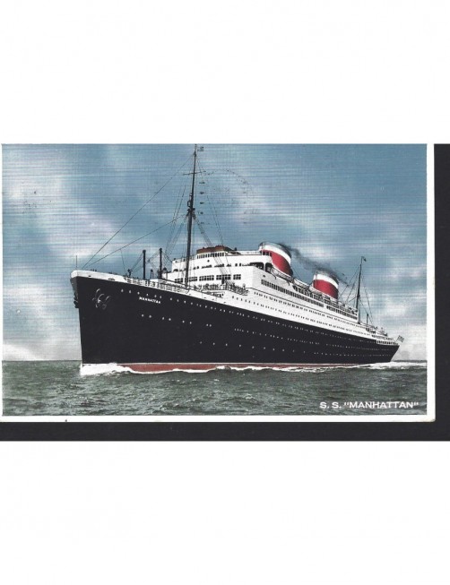 Tarjeta postal ilustrada Estados Unidos correo marítimo EEUU - 1931 a 1950.