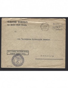 Carta de correo oficial Alemania Danzig con franqueo mecánico Alemania - 1931 a 1950.
