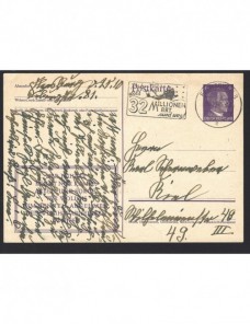 Tarjeta entero postal Alemania III Reich matasellos propaganda de guerra Potencias del eje - II Guerra Mundial.