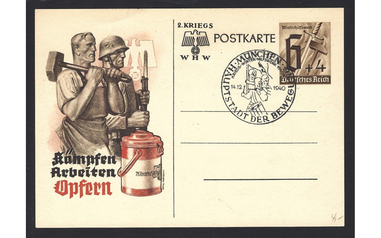 Tarjeta entero postal Alemania III Reich Potencias del eje - II Guerra Mundial.