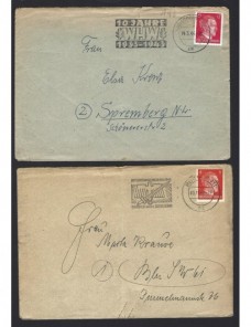 Tres cartas Alemania III Reich matasellos II Guerra Mundial Potencias del eje - II Guerra Mundial.