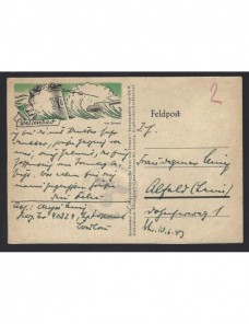 Tarjeta postal ilustrada Alemania correo de campaña  II Guerra Mundial Potencias del eje - II Guerra Mundial.