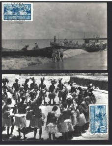 Lote de 4 tarjetas postales Guinea Española correo aéreo Colonias y posesiones - Desde 1950.