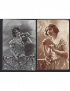 Lote de 5 tarjetas postales España y Portugal retratos de señoritas España - 1900 a 1930.