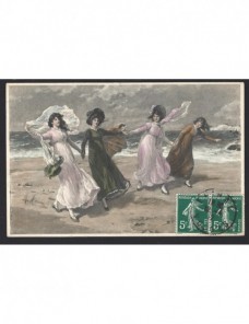 Tarjeta postal ilustrada Francia escena pintada Francia - 1900 a 1930.