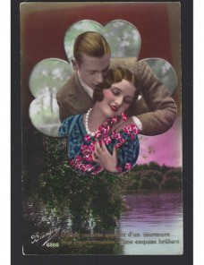 Tarjeta postal ilustrada Francia escena romántica Francia - 1931 a 1950.