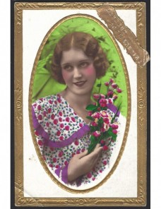 Tarjeta postal ilustrada Francia retrato señorita Francia - 1931 a 1950.
