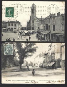 Dos tarjetas postales ilustradas Francia ciudades Francia - 1900 a 1930.