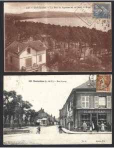 Lote de cuatro tarjetas postales ilustradas Francia paisajes Francia - 1931 a 1950.