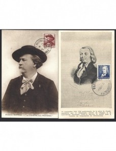 Dos tarjetas máximas Francia personajes Francia - 1931 a 1950.