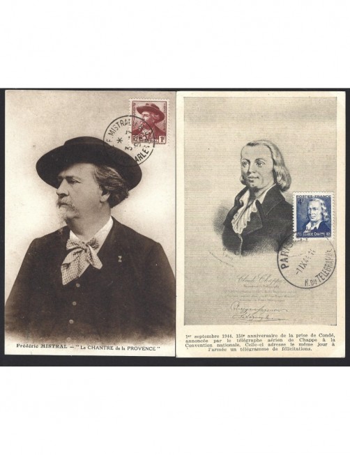 Dos tarjetas máximas Francia personajes Francia - 1931 a 1950. Dos tarjetas máximas Francia personajes Francia - 1931 a 1950.