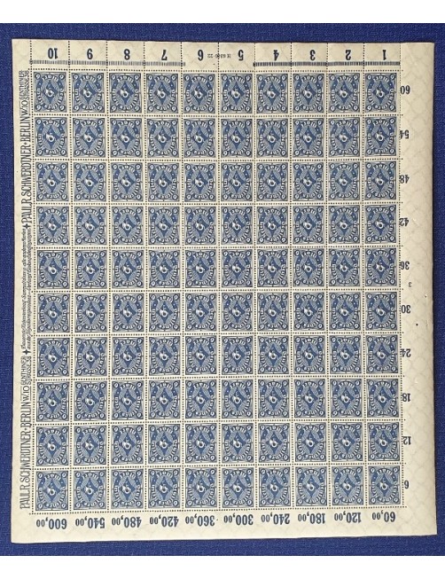 Pliego de sellos Alemania completo 1922 Alemania - 1900 a 1930. Pliego de sellos Alemania completo 1922 Alemania - 1900 a 1930.