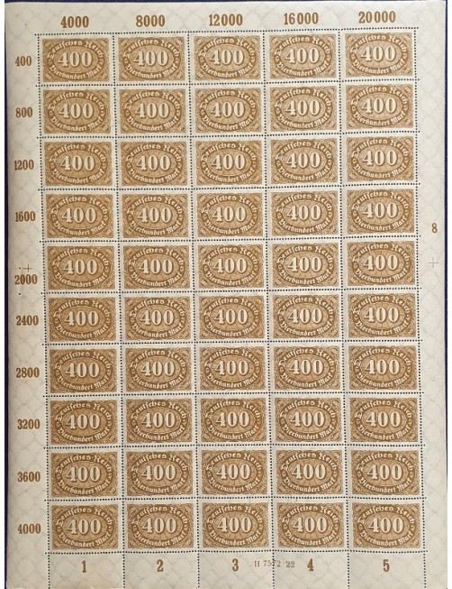 Pliego de sellos Alemania completo 1923 gran inflación Alemania - 1900 a 1930.