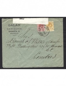 Carta comercial España censura I Guerra Mundial y viñeta pro Francia Bando Aliado - I Guerra Mundial.
